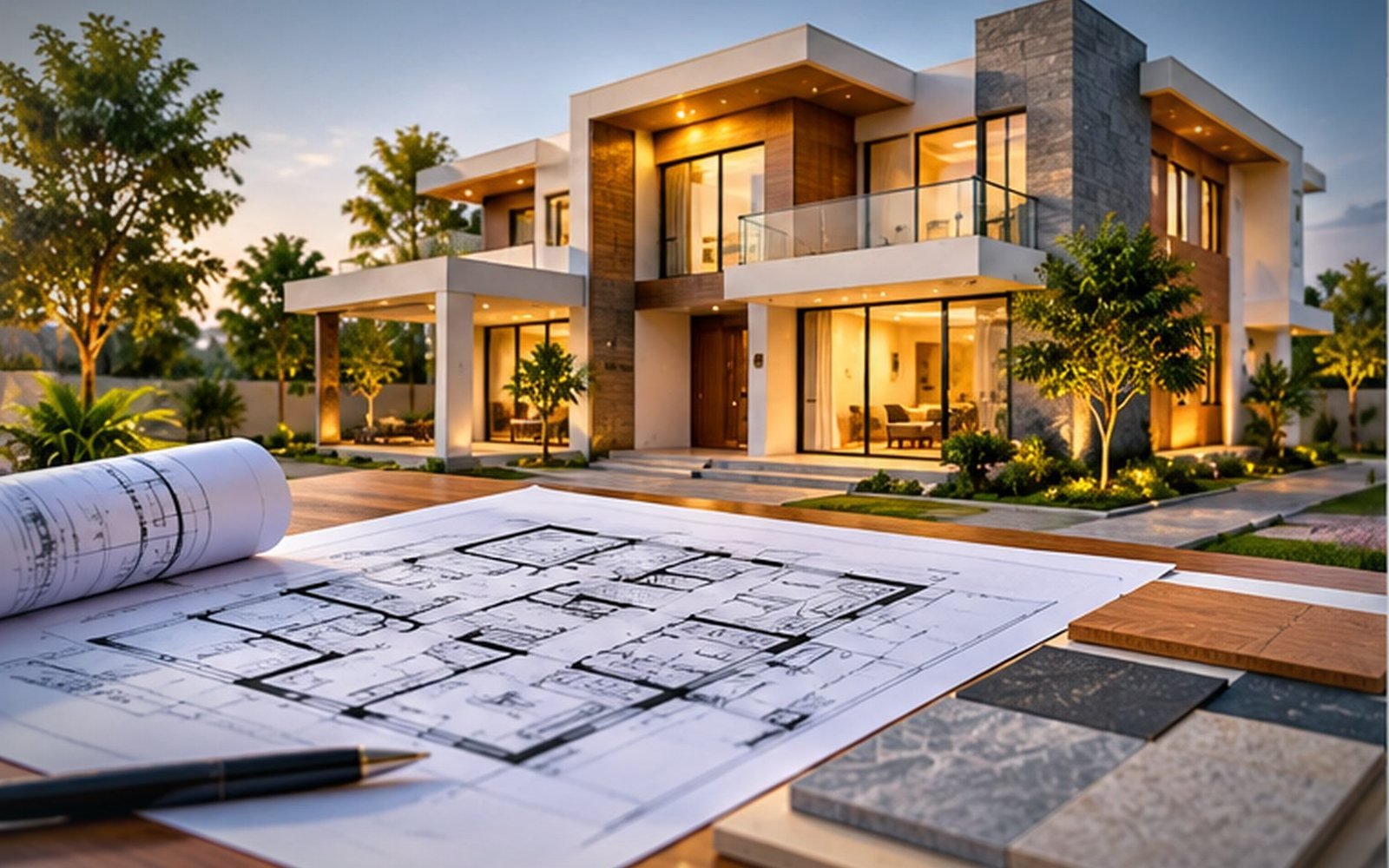 A new house being built on a plot
