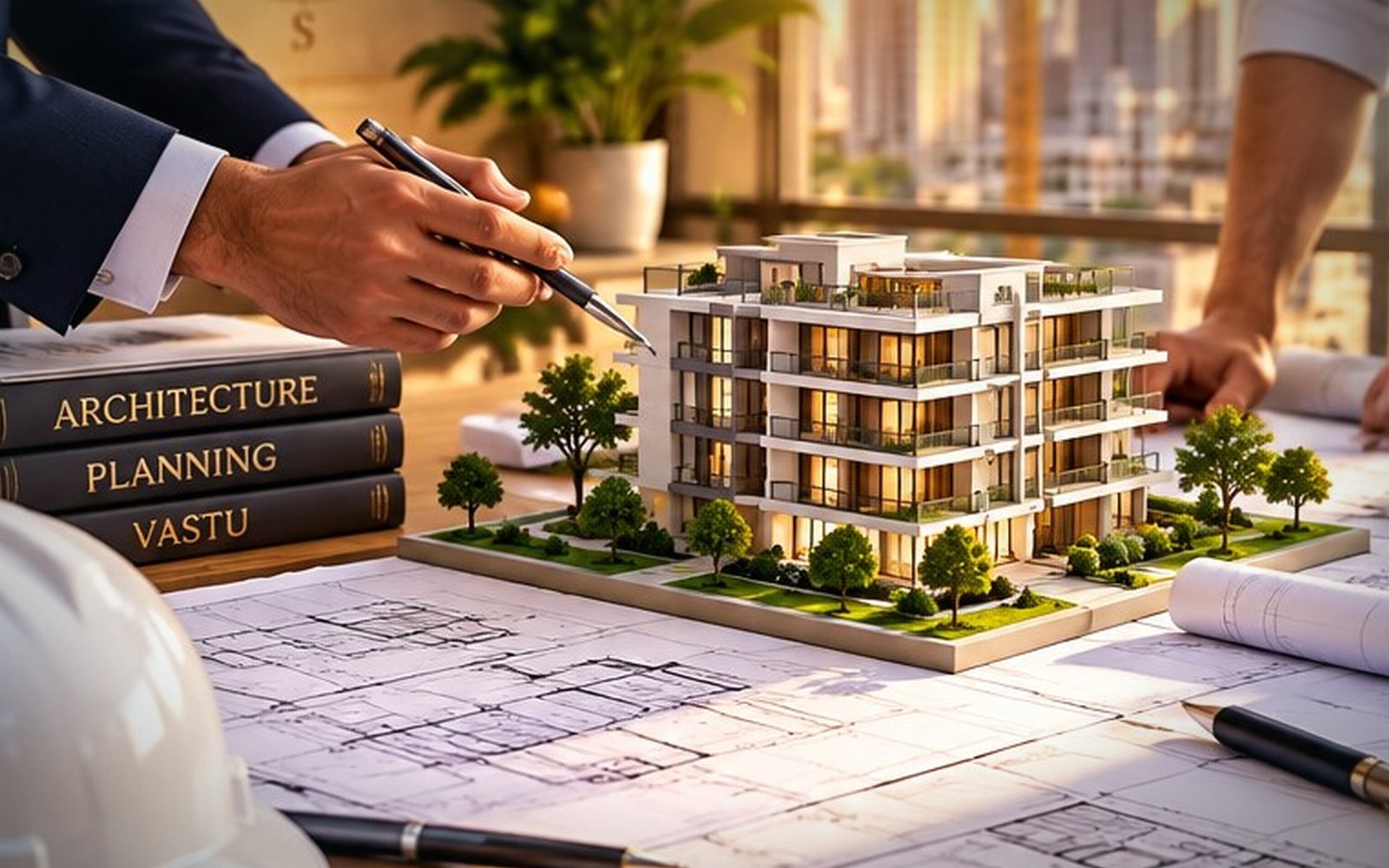 Architects reviewing a building plan
